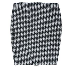 LC Laura Cruz Skirt Womens Plus 2X black white houndstooth Stretch Knit Pencil